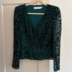 ASTR Teal Leopard Print Blouse